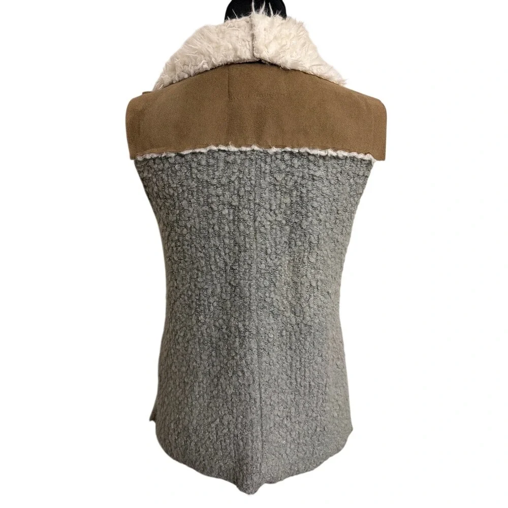 Anthropologie Saturday Sunday Mixed Media Faux Shearling Suede Vest Small - Picture 6 of 6
